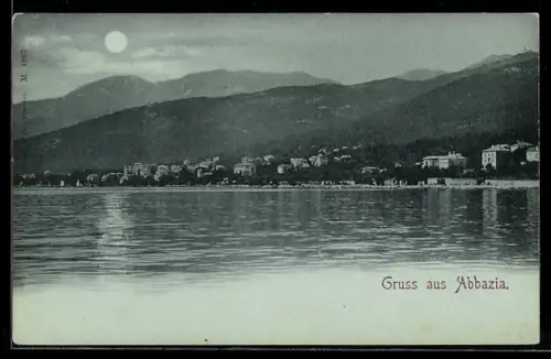 Mondschein-AK Abbazia, Panorama