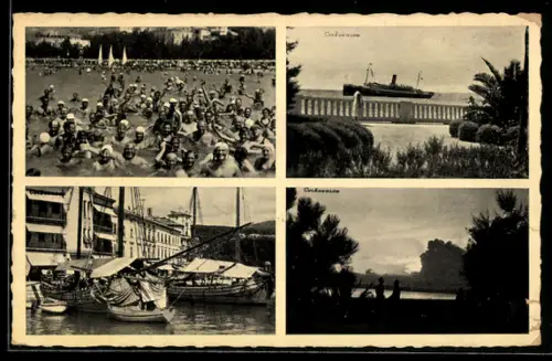 AK Crikvenica, Partie im Schwimmbad, Hafenansicht, Segelboote, Dampfer