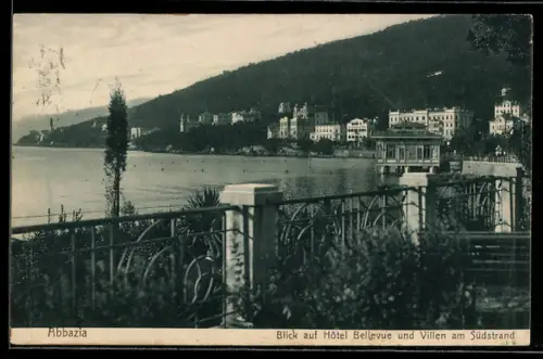 AK Abbazia, Blick auf Hotel Bellevue und Villen am Südstrand