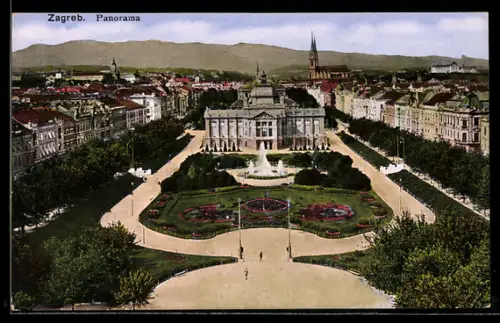 AK Zagreb, Schloss, Im Hintergrund Kirche