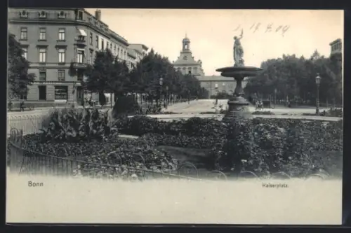 AK Bonn, Kaiserplatz mit Brunnen