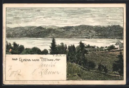 Künstler-AK Hermann Daur: Titisee, Haus am See