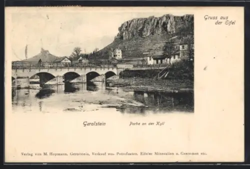 AK Gerolstein /Eifel, Partie an der Kyll mit Brücke