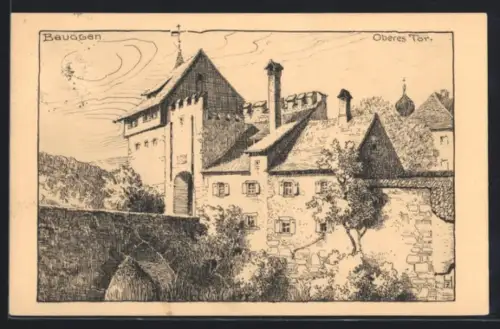 Künstler-AK Beuggen, Blick zum oberen Tor