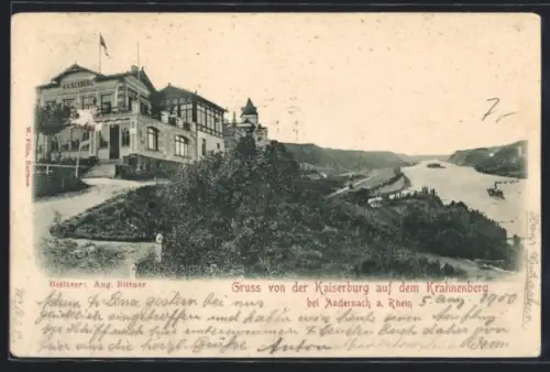 AK Andernach a. Rhein, Hotel Kaiserburg auf dem Krahnenberg