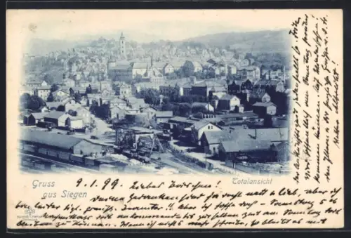 AK Siegen, Totalansicht mit Strassenpartie