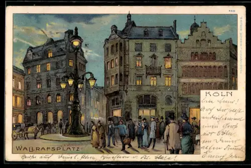 Lithographie Köln, Blick auf den Wallrafsplatz