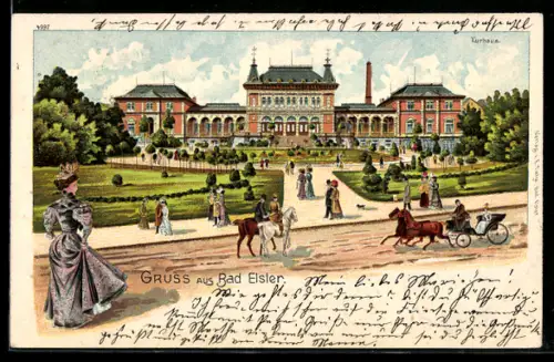 Lithographie Bad Elster, Blick auf das Kurhaus