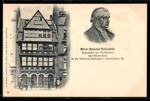 AK Alt-Frankfurt, Maier Amschel Rothschild, Begründer des Welthauses und Stammhaus in der früheren Judengasse