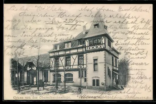 AK Frankfurt-Sachsenhausen, Gaststätte Oberschweinstiege im Frankfurter Wald