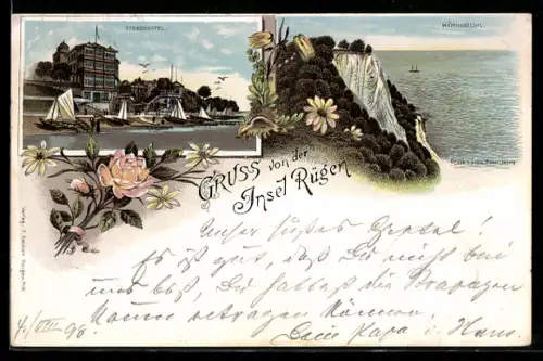 Lithographie Insel Rügen, Strandhotel, Königstuhl