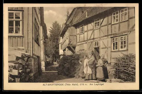 AK Alt-Brotterode /Thür. Wald, Strasse am Leghügel mit Anwohnerinnen