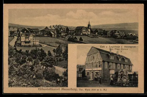 AK Masserberg /Thür., Wald, Cafe und Logierhaus zur Reichspost, Teilansicht