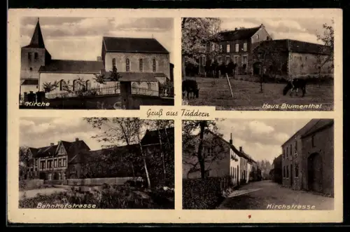 AK Tüddern, Haus Blumenthal, Kirche, Bahnhofstrasse