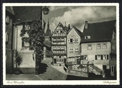 AK Bad Wimpfen, Salzgasse, Strassenpartie mit Kirche