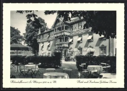 AK St. Märgen, Hotel und Kurhaus Goldene Krone mit Terrasse, Besitzer P. Gerats