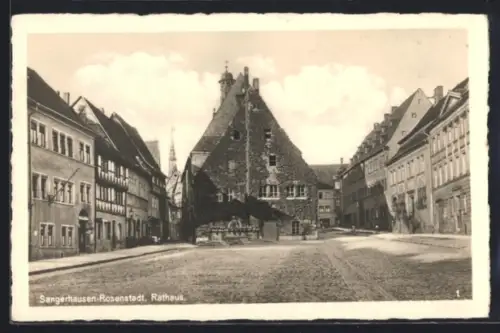 AK Sangerhausen, Rathaus mit Brunnen, Panorama