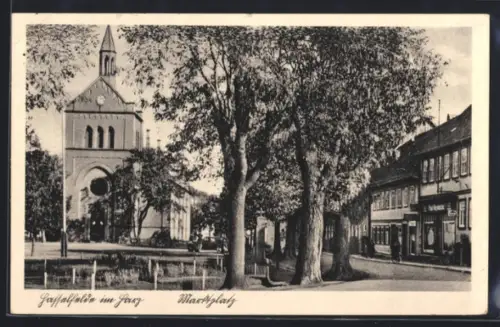 AK Hasselfelde im Harz, Marktplatz, Stadtkirche, Geschäftshaus