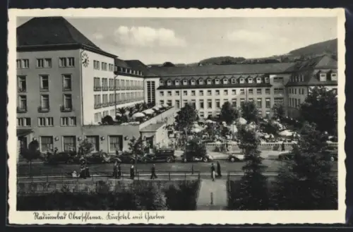 AK Oberschlema, Kurhotel mit Garten aus der Vogelschau