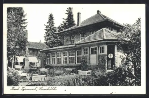 AK Bad Pyrmont, Gasthaus Sennhütte mit Terrasse