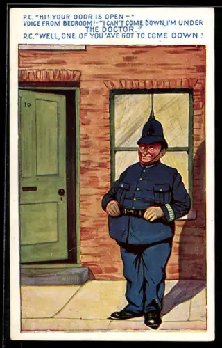 AK Britischer Polizist vor der geöffneten Tür zur Downing Street 10, Polizei