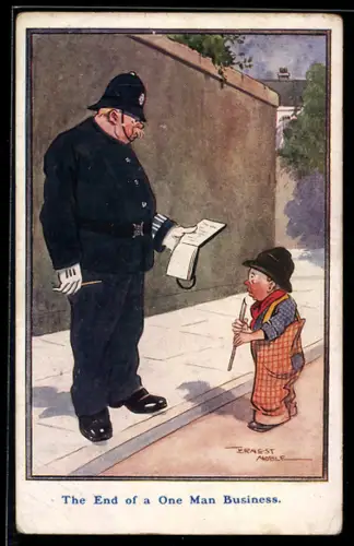 Künstler-AK The End of a One Man Business, Polizei