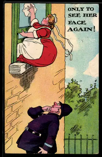 AK Britischer Polizist betrachet Hinterteil von beleibter Frau