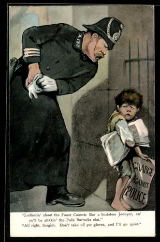 AK Britischer Polizist verweist Zeitungsjungen der Strasse