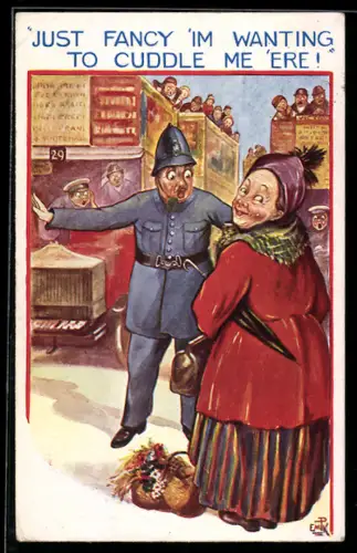 AK Polizist hält Frau beim Überqueren der Strasse zur Eile an, Polizei