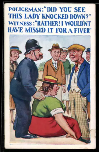 AK Britischer Polizist und beleibte Dame auf dem Trottoir