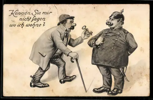 AK Mann fragt Polizisten nach seinem eigenen Wohnort, Polizei