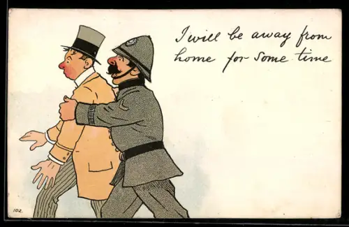 AK Britischer Polizist führt Herrn mit Zylinder ab