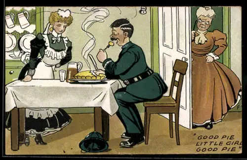 AK Polizist beim Verspeisen von Kuchen