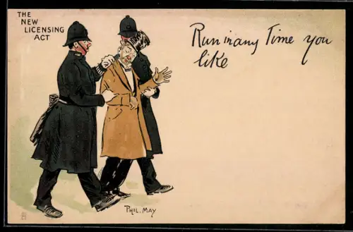 AK Zwei Polizisten führen betrunkenen Herrn ab