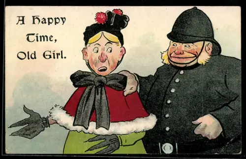 AK Frau wird von beleibtem Polizisten abgeführt