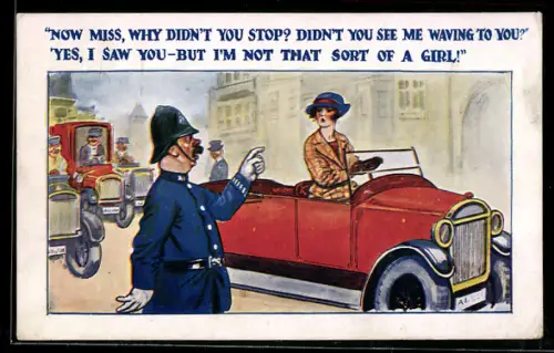 AK Britischer Polizist hält eine Frau im Auto an
