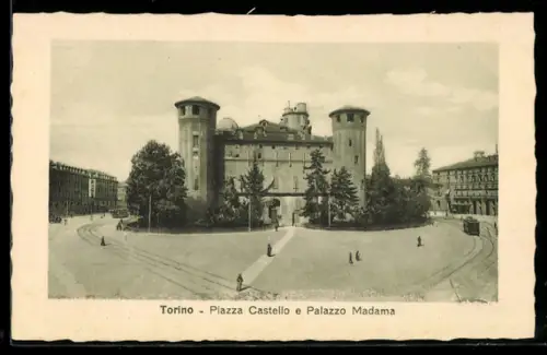 AK Torino, Piazza Castello e Palazzo Madama, Strassenbahn