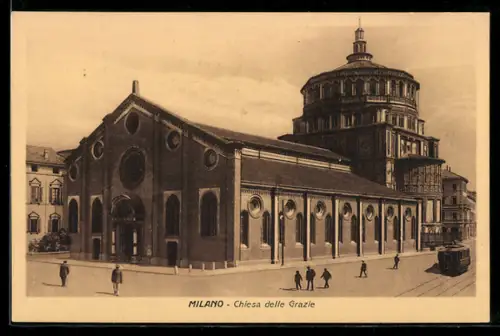 AK Milano, Chiesa delle Grazie, Strassenbahn