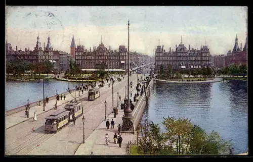 AK Kobenhavn, Dronning Louises Bro., Strassenbahn