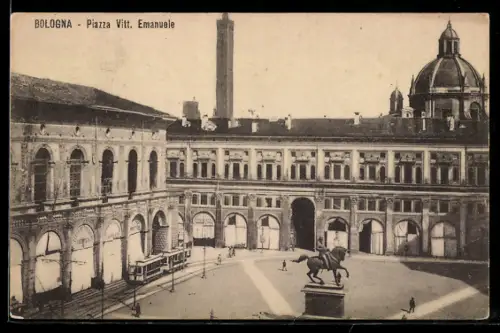 AK Bologna, Piazza Vitt. Emanuele, Strassenbahn