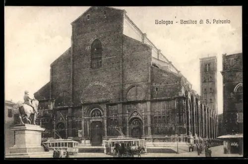 AK Bologna, Basilica di S. Petronio, Strassenbahn