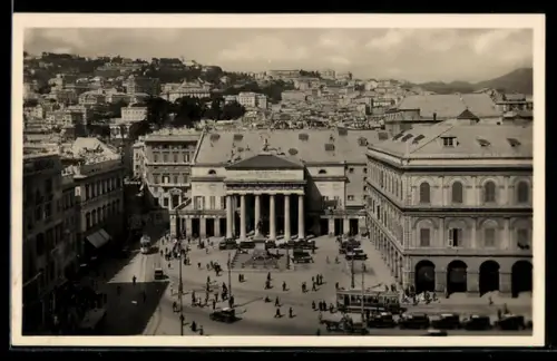 AK Genova, Piazza De Ferrari, Strassenbahn