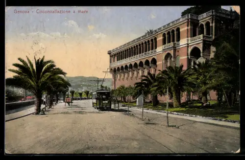 AK Genova, Circonvallazione a mare, Strassenbahn