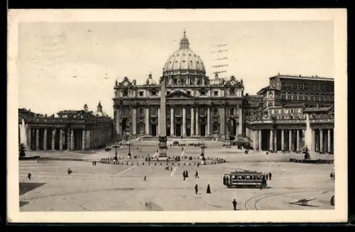 AK Roma, Piazza e Basilica S. Pietro, Strassenbahn