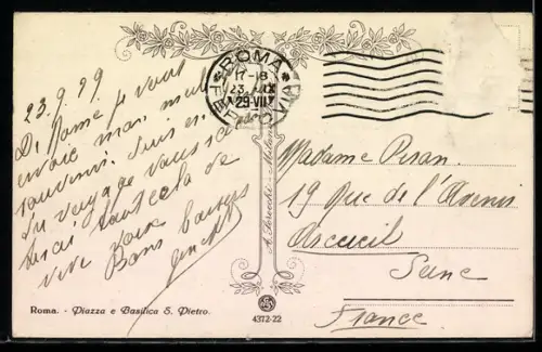 AK Roma, Piazza e Basilica S. Pietro, Strassenbahn