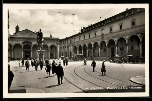 AK Firenze, Piazza della S.S. Annunziata, Strassenbahn