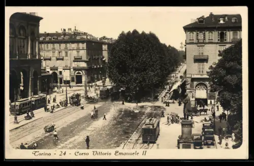 AK Torino, Corso Vittorio Emanuele II, Strassenbahn
