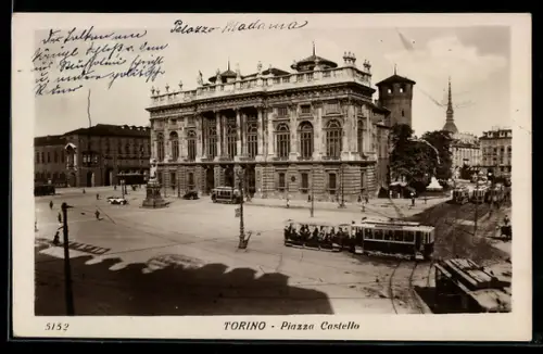 AK Torino, Piazza Castello, Strassenbahn