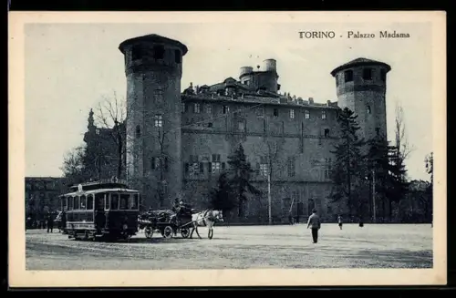 AK Torino, Palazzo Madama, Strassenbahn