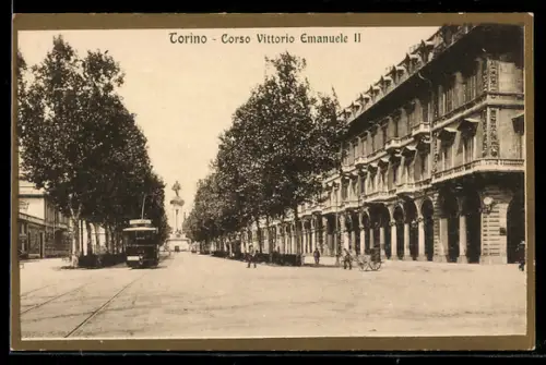 AK Torino, Corso Vittorio Emanuele II, Strassenbahn